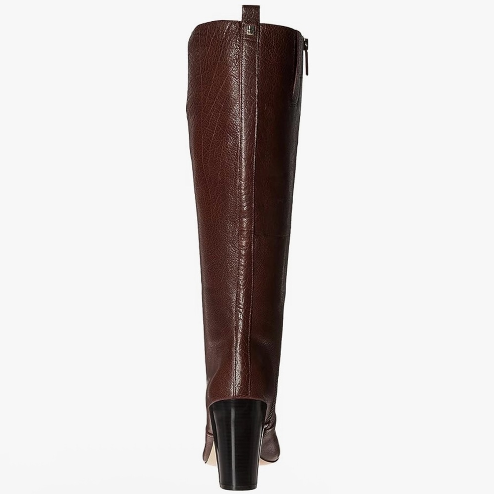 Nine West Sabora Brown Leather High Heel Winter Boots Size 8 - Picture 4 of 10